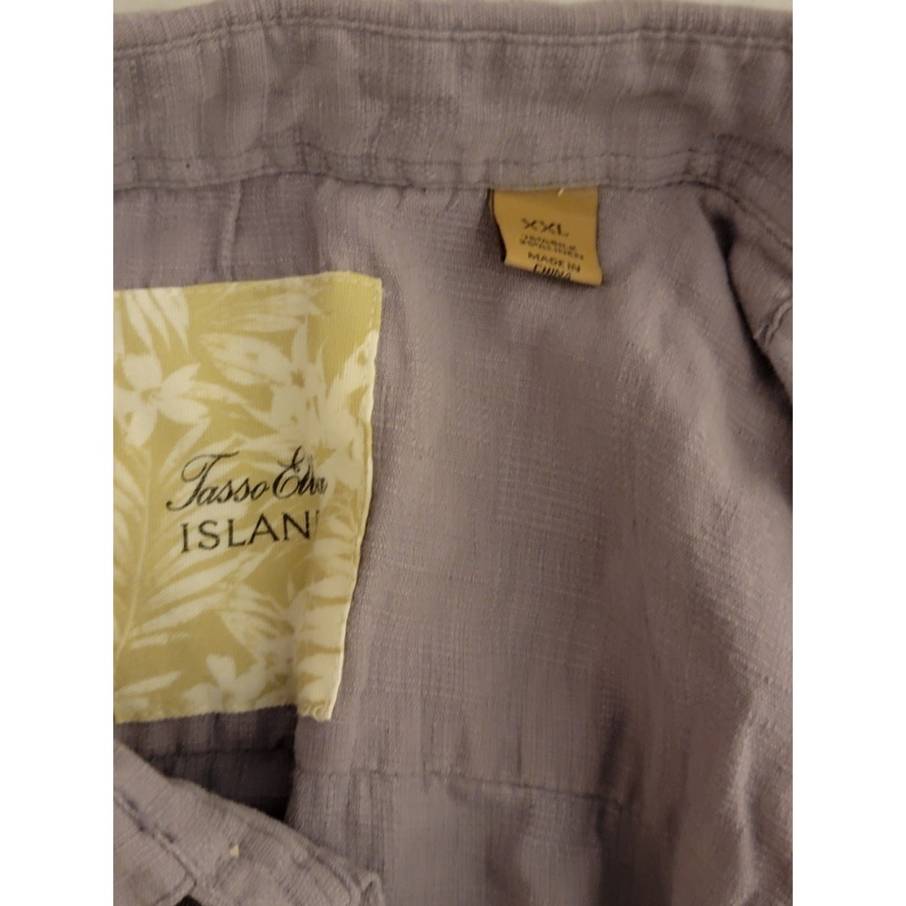 Tasso Elba Island XXL Purple Silk Linen Shirt Short Sleeve Button Down - Picture 5 of 6